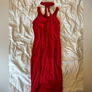 Red midi bodycon dress
